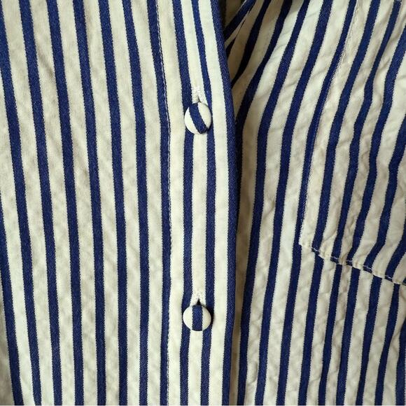 Emerson Lang | Blue and White Striped Button Up Blouse - Picture 3 of 8